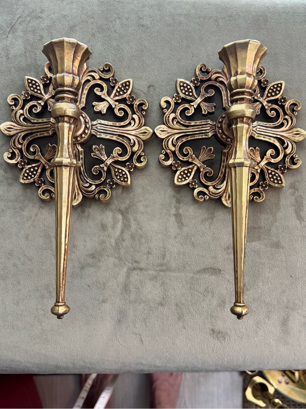 Pair of Syroco Vintage Gold Wall Sconces